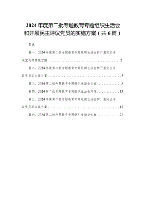 2024年度第二批专题教育专题组织生活会和开展民主评议党员的实施方案范文精选(6篇).docx