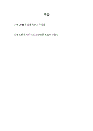 乡镇2023年党建亮点工作总结和关于乡镇党建引领基层治理情况的调研报告.docx
