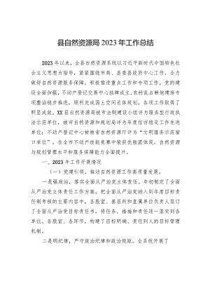 县自然资源局2023年工作总结（20231226）.docx