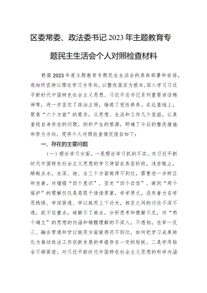 区委常委、政法委书记2023年主题教育专题民主生活会个人对照检查材料.docx