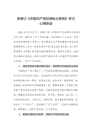 纪检干部关于2024年新版《中国共产党纪律处分条例》学习心得体会五篇.docx