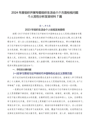 2024年度组织开展专题组织生活会六个方面检视问题个人党性分析发言材料7篇.docx
