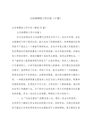 主任助理的工作计划（17篇）.docx