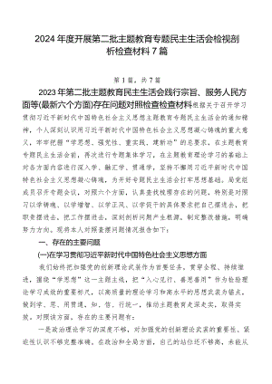 2024年度开展第二批专题教育专题民主生活会检视剖析检查材料7篇.docx