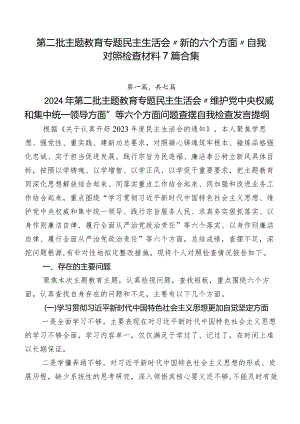 第二批集中教育专题民主生活会“新的六个方面”自我对照检查材料7篇合集.docx