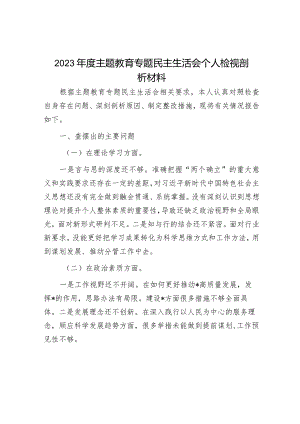 2023年度主题教育民主生活会个人检视剖析材料（精选两篇合辑）.docx