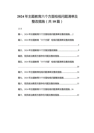 2024年专题教育六个方面检视问题清单及整改措施(精选10篇).docx