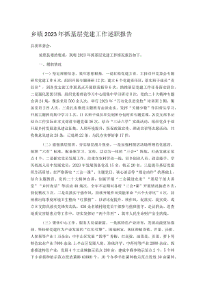 乡镇2023年抓基层党建工作述职报告.docx
