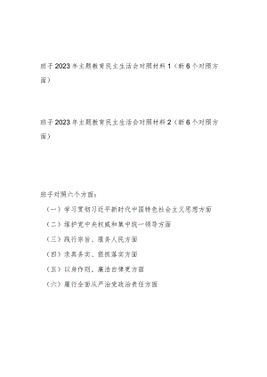 领导班子维护党中央权威和集中统一领导、践行宗旨服务人民、求真务实狠抓落实、以身作则廉洁自律等六个方面对照检视剖析材料2篇.docx