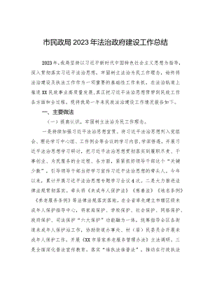 市民政局2023年法治政府建设工作总结(20240102).docx
