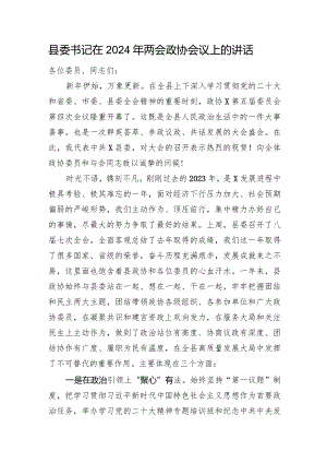 县委书记在2024年两会政协会议上的讲话.docx