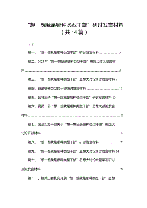 “想一想我是哪种类型干部”研讨发言材料【14篇精选】供参考.docx