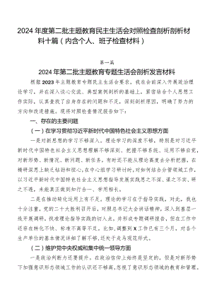 2024年度第二批专题教育民主生活会对照检查剖析剖析材料十篇（内含个人、班子检查材料）.docx