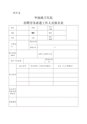 卫生院招聘劳务派遣工作人员报名表.docx