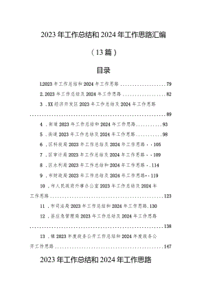 2023年工作总结和2024年工作思路汇编（13篇）.docx