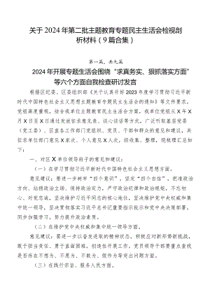 关于2024年第二批集中教育专题民主生活会检视剖析材料（9篇合集）.docx