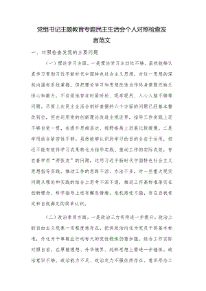 党组书记主题教育专题民主生活会个人对照检查发言范文.docx