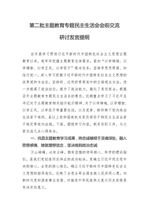 第二批主题教育专题民主生活会会前交流研讨发言提纲.docx