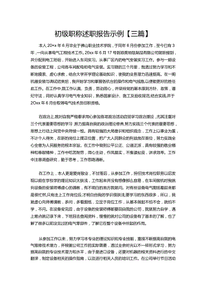 30-初级职称述职报告示例【三篇】.docx