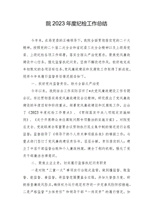 院2023年度纪检工作总结.docx