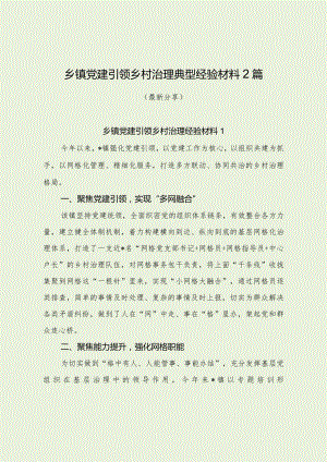 乡镇党建引领乡村治理典型经验材料2篇（最新分享）.docx