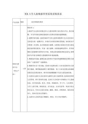 XX大学人脸数据管理系统采购需求.docx
