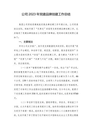 公司2023年党建品牌创建工作总结.docx