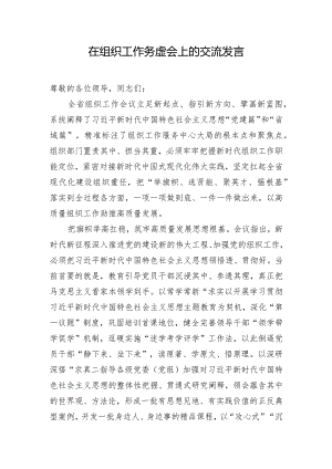 在组织工作务虚会上的交流发言.docx