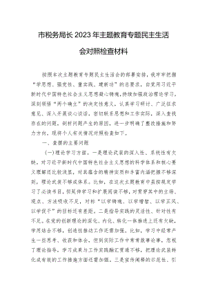 市税务局长2023年主题教育专题民主生活会对照检查材料.docx