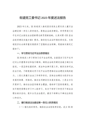 街道党工委2023年度述法报告.docx