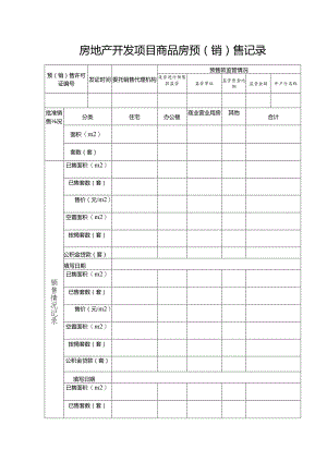 房地产开发项目商品房预（销）售记录.docx