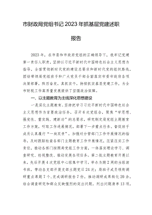 市财政局党组书记2023年抓基层党建述职报告.docx