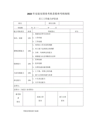 2023年实验室绩效考核表格和考核细则.docx