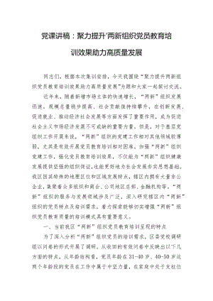 党课讲稿：聚力提升“两新”组织党员教育培训效果 助力高质量发展.docx