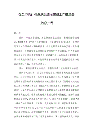 在全市统计调查系统法治建设工作推进会上的讲话.docx