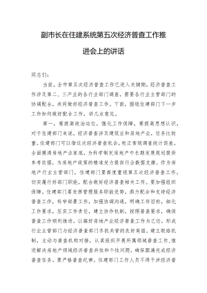 副市长在住建系统第五次经济普查工作推进会上的讲话.docx