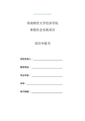 西南财经大学经济学院寒假社会实践项目项目申报书.docx