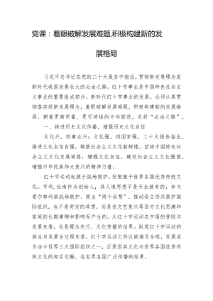 党课：着眼破解发展难题积极构建新的发展格局.docx