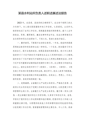 某县水利站所负责人述职述廉述法报告.docx