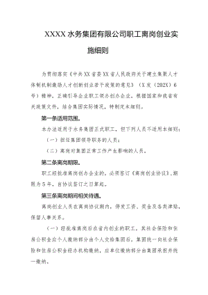 水务集团有限公司职工离岗创业实施细则.docx