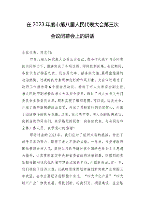 在2023年度市第八届人民代表大会第三次会议闭幕会上的讲话.docx