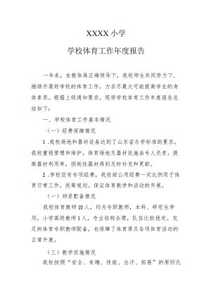 小学学校体育工作年度报告.docx
