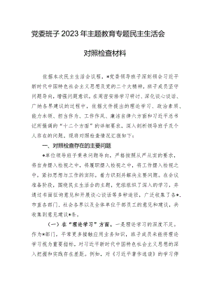 党委班子2023年主题教育专题民主生活会对照检查材料.docx