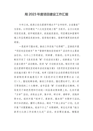 局2023年度项目建设工作汇报.docx