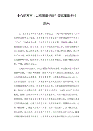 中心组发言：以高质量党建引领高质量乡村振兴.docx