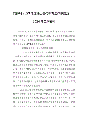商务局2023年度法治宣传教育工作总结及2024年工作安排.docx
