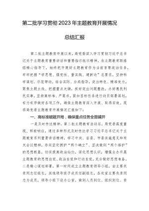 第二批学习贯彻2023年主题教育开展情况总结汇报.docx