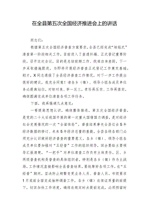 在全县第五次全国经济推进会上的讲话.docx