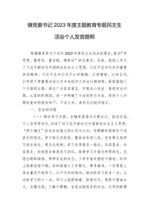 镇党委书记2023年度主题教育专题民主生活会个人发言提纲.docx