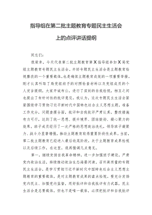指导组在第二批主题教育专题民主生活会上的点评讲话提纲.docx